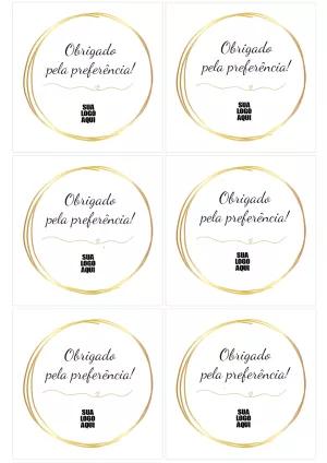 Adesivo de Agradecimento Dourado para Editar Online