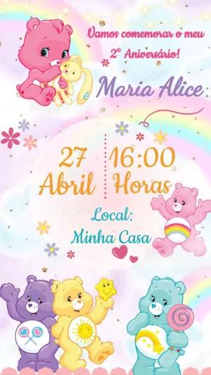 Convite de Aniversário Ursinhos Carinhosos para Editar