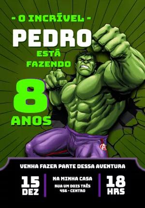 Convite de Aniversário Hulk para Editar Online e Imprimir