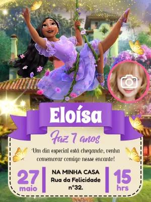 Convite de Aniversário Encanto com Foto para Editar Online