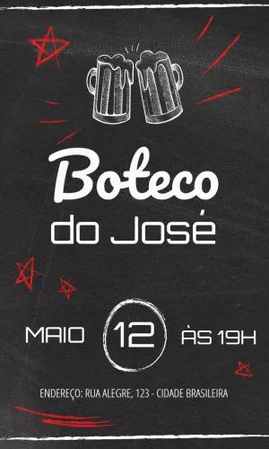 Convite Aniversário Boteco Estilo Lousa para Editar Online