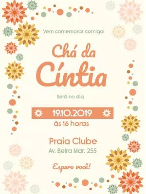 Convite Chá de Panela Floral para Editar e Enviar Online