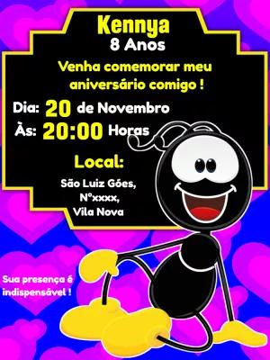 Convite de Aniversário Formiguinha para Editar Online