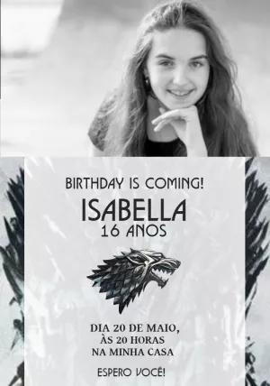 Convite Aniversário Game of Thrones com Foto para Editar Online