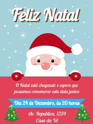 Convite de Natal com Papai Noel Fofo para Editar Online