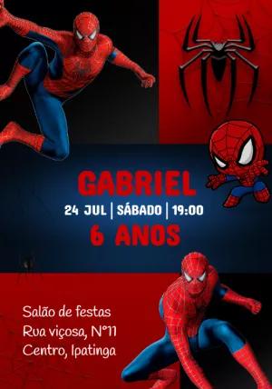 Convite de Aniversário Homem-Aranha para Editar Online