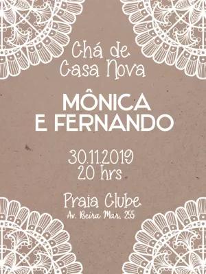 Convite Chá de Casa Nova Rústico com Renda para Editar