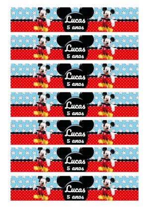 Rótulo de Garrafa Mickey Mouse Editável para Aniversário
