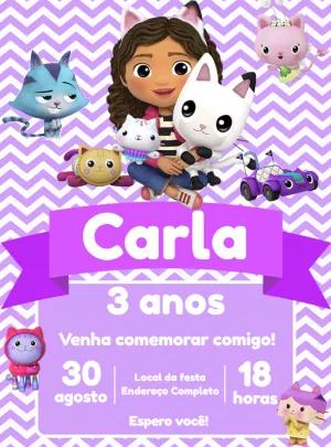 Convite de Aniversário A Casa Mágica da Gabby para Editar Online