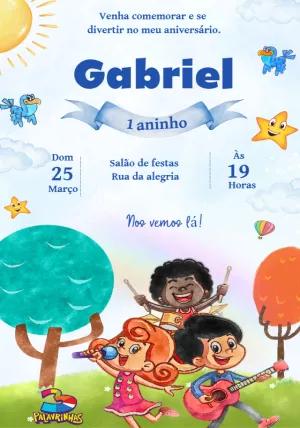 Convite Aniversário 3 Palavrinhas com Personagens para Editar