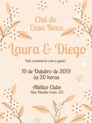 Convite Chá de Casa Nova Floral Delicado para Editar Online