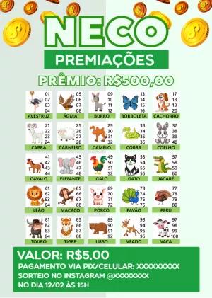 Modelo de Rifa de Bicho com Animais para Editar Online
