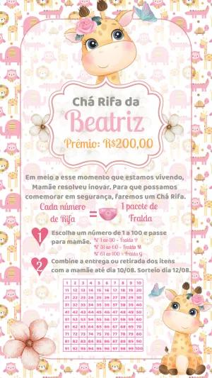 Convite Chá Rifa Girafinha Safari para Editar Online
