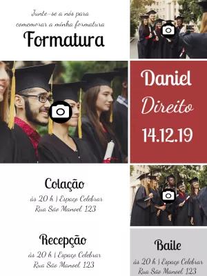 Convite de Formatura com Fotos para Editar Online