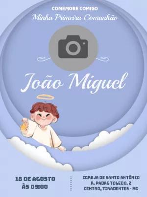 Convite Primeira Comunhão com Foto de Anjo para Editar Online