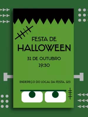Convite de Halloween Frankenstein para Editar Online