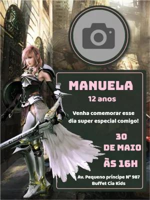 Convite Aniversário Final Fantasy com Foto para Editar Online