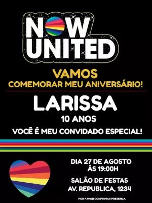 Convite de Aniversário Now United Editável Online para Imprimir