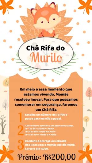 Convite Chá Rifa Raposinha Menino para Editar e Enviar Online