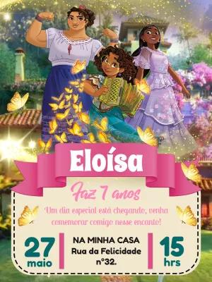 Convite Aniversário Encanto com Personagens para Editar Online