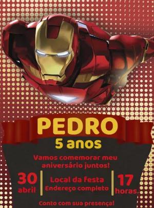 Convite Aniversário Homem de Ferro para Editar Online e Imprimir