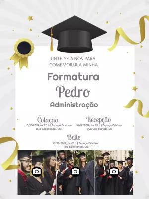 Convite de Formatura com Fotos para Editar Online e Imprimir