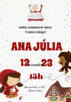 Convite Aniversário Chapéuzinho Vermelho para Editar Online