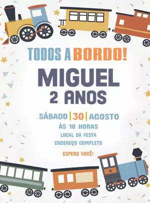 Convite de Aniversário Trenzinho para Editar Online