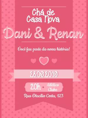 Convite Chá de Casa Nova Rosa Delicado para Editar Online