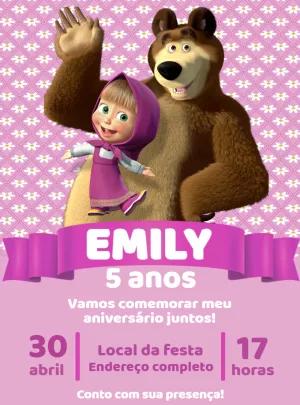 Convite de Aniversário Masha e o Urso para Editar Online