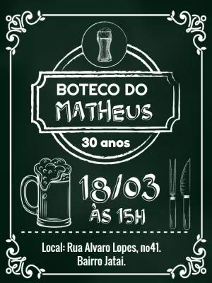 Convite Aniversário Boteco Quadro Negro para Editar Online