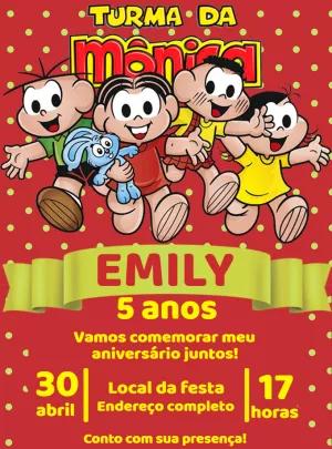 Convite de Aniversário Turma da Mônica para Editar Online
