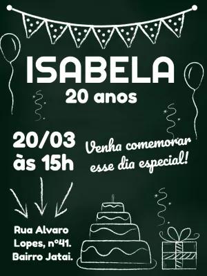 Convite de Aniversário Quadro Negro para Editar Online