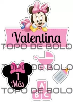 Topo de Bolo Minnie Baby para Mesversário para Editar Online