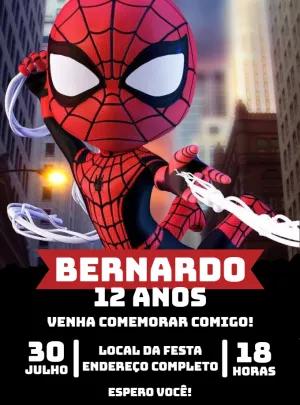 Convite de Aniversário Homem Aranha para Editar Online