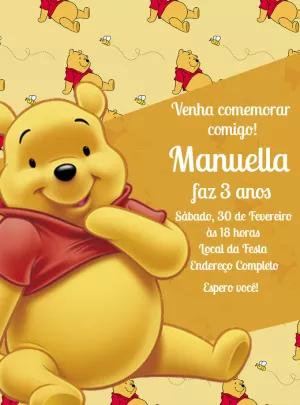 Convite de Aniversário Ursinho Pooh para Editar Online