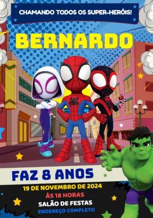 Convite Aniversário Spidey e Amigos para Editar Online