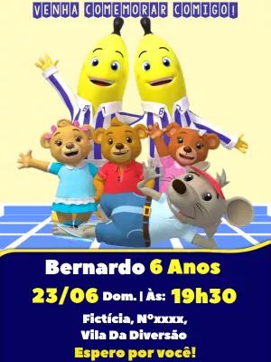 Convite Aniversário Bananas de Pijamas para Editar Online