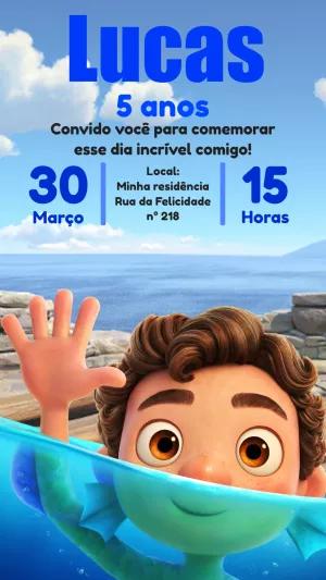 Convite de Aniversário Luca da Disney para Editar Online