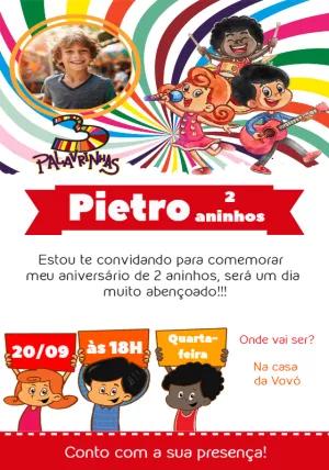 Convite de Aniversário 3 Palavrinhas com Foto para Editar