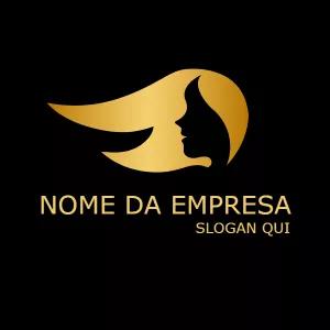 Logo Editável para Salão de Beleza com Silhueta Dourada