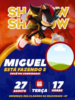 Convite Aniversário Shadow com Foto para Editar Online