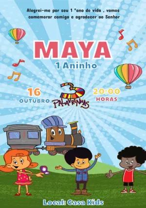 Convite de Aniversário 3 Palavrinhas Editável Online
