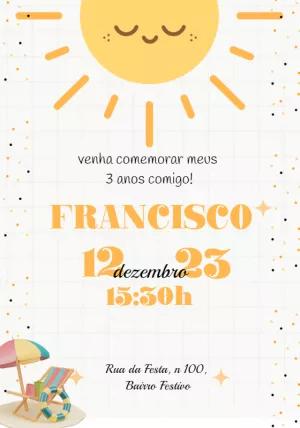 Convite Aniversário Tema Sol e Praia para Editar Online