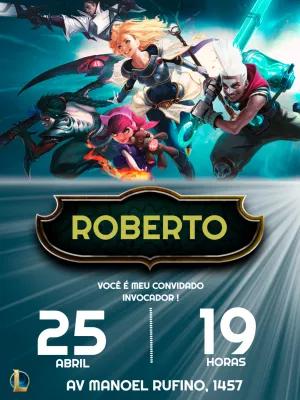 Convite de Aniversário League of Legends para Editar Online