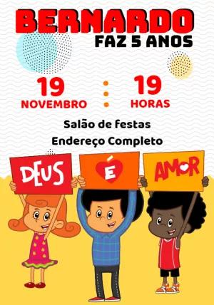 Convite Aniversário 3 Palavrinhas com Personagens para Editar
