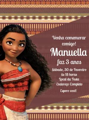 Convite de Aniversário Moana para Editar Online