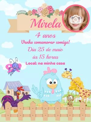 Convite Aniversário Galinha Pintadinha Candy com Foto para Editar