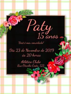 Convite Aniversário 15 Anos Floral para Editar Online