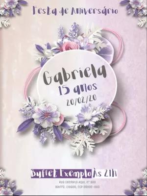 Convite 15 Anos Floral Lilás para Editar Online